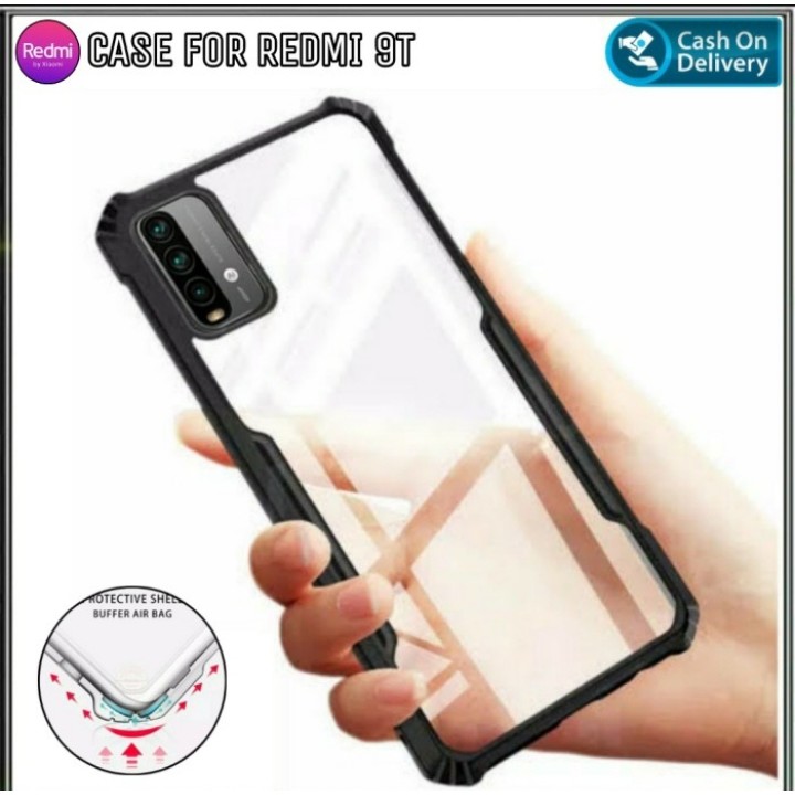 Case Redmi 9T Shocproof Soft Case Transparan Bening = Protec Camera
