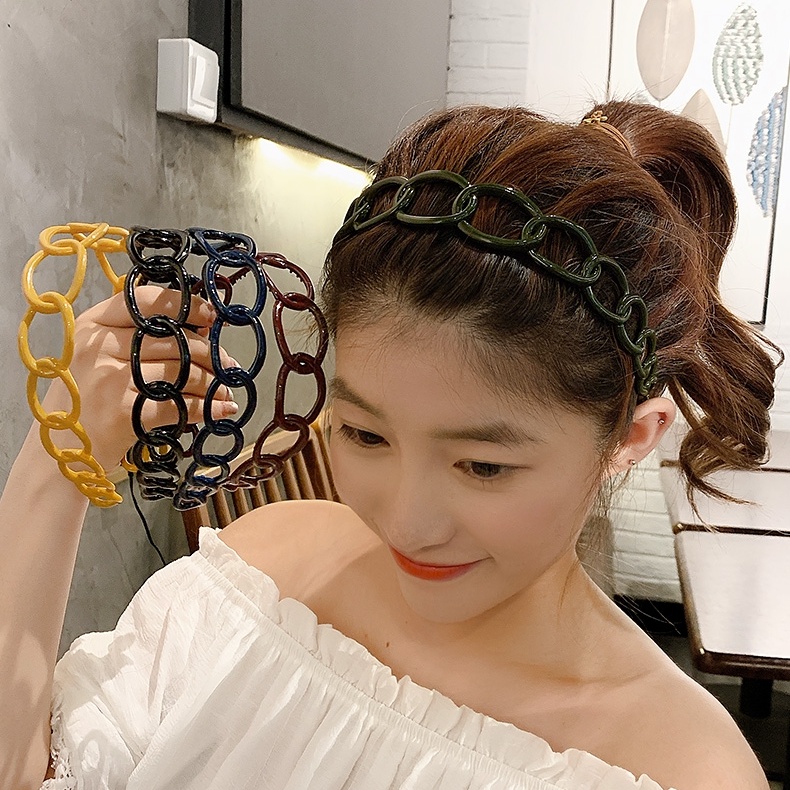 Bando Model Rantai Hollow Bahan Plastik Gaya Korea Untuk Wanita