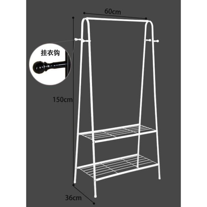 Hanger Gantungan Pakaian Baju Modern Minimalis Dengan 2 Rak GP004