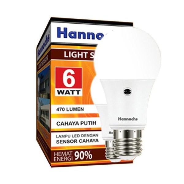 LAMPU LED HANNOCHS SENSOR CAHAYA 6 WATT BOHLAM LED HANNOCHS 6w PUTIH