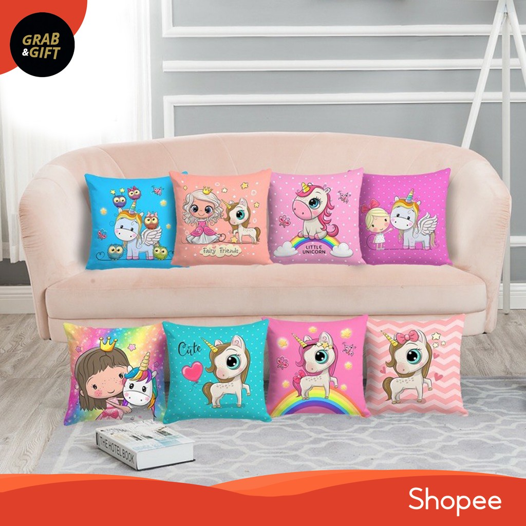 Bantal Sofa Unicorn Pink Blue 40x40 cm