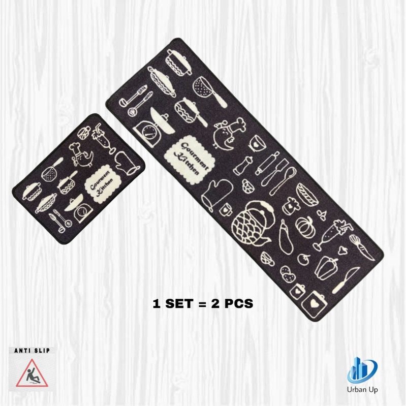 Keset Dapur / Keset Kamar Mandi Anti Slip Premium 2 Pcs Uk. 40 x 60 Dan 40 x 150