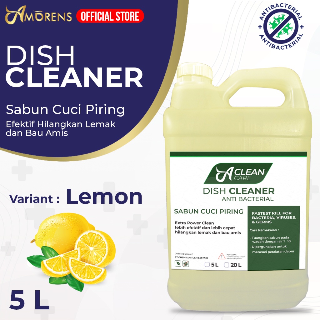 [KHUSUS GRAB/GOSEND] Sabun Cuci Piring DISHWASHING / DISH CLEANER 5 Liter KONSENTRAT A Clean Care