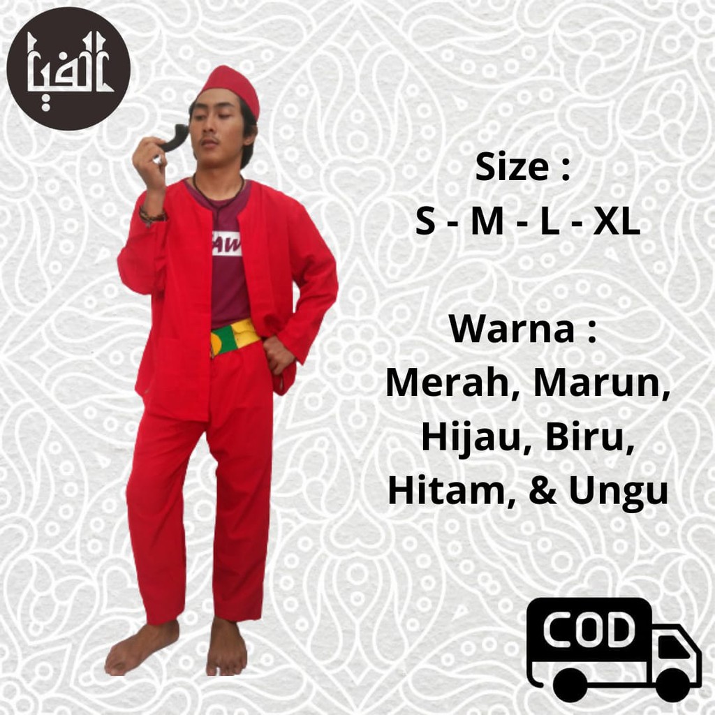 Baju Pangsi Baju Betawi Setelan Lengkap Sabuk dan Peci