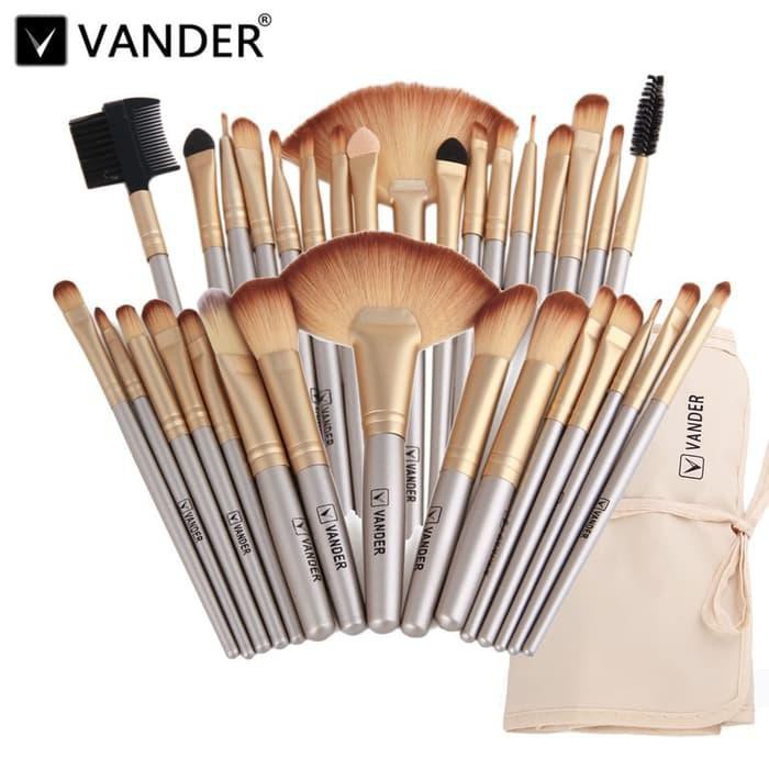 Vander 32 Makeup Brush Kabuki Foundation Blending with Bag Champagne Kuas Set