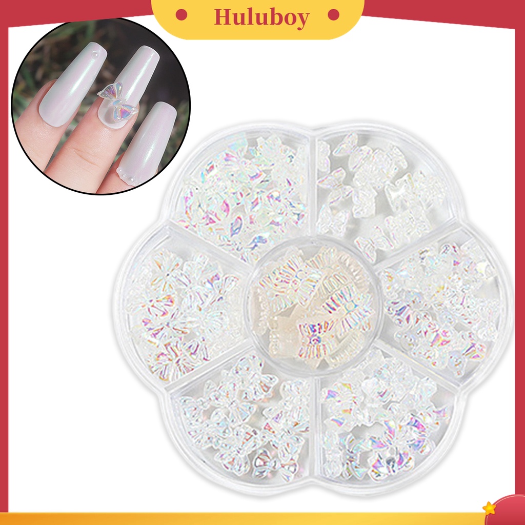 Huluboy Huluboy♡ 1 Kotak Manik-Manik Mutiara Universal Bahan Resin Untuk Dekorasi Nail Art