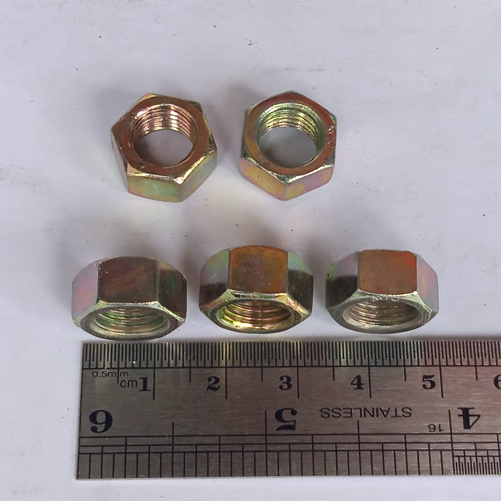 MUR M10 KUNING KUNCI 14 MUR HEX NUT 10MM MUR YELLOW ZINK M10 PITCH DRAT 1.25 MUR HEX M10 NUT KUNING DIAMETER LUBANG 10 MM MUR HEXA M10-5