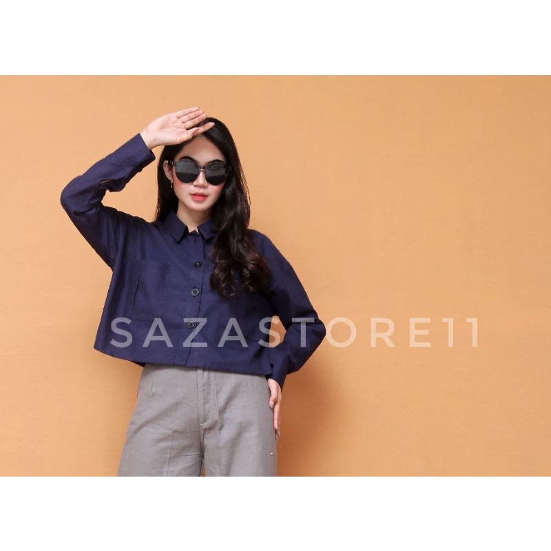 KEMEJA GITA RAMI BASIC SHIRT CROP LINEN KEMEJA LINEN OVERSIZE