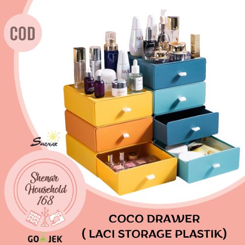 SHENAR COCO DRAWER RAK KOSMETIK KOTAK PENYIMPAN LACI STORAGE PLASTIK RAK MEJA WADAH KOTAK SUSUN PLASTIK - BISA COD