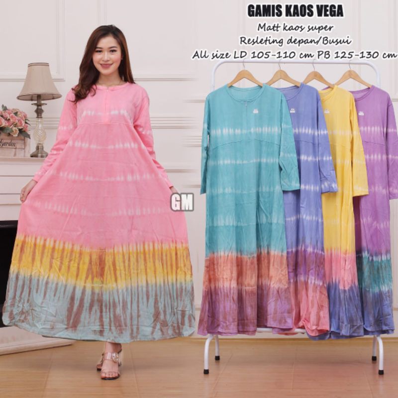 Gamis kaos termurah busui resleting depan kekinian