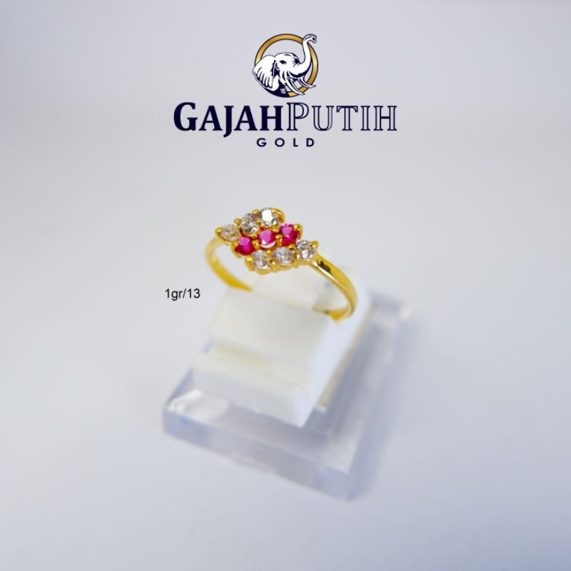 1gr Cincin Model Permata Merah Putih Emas Asli kodeO110131