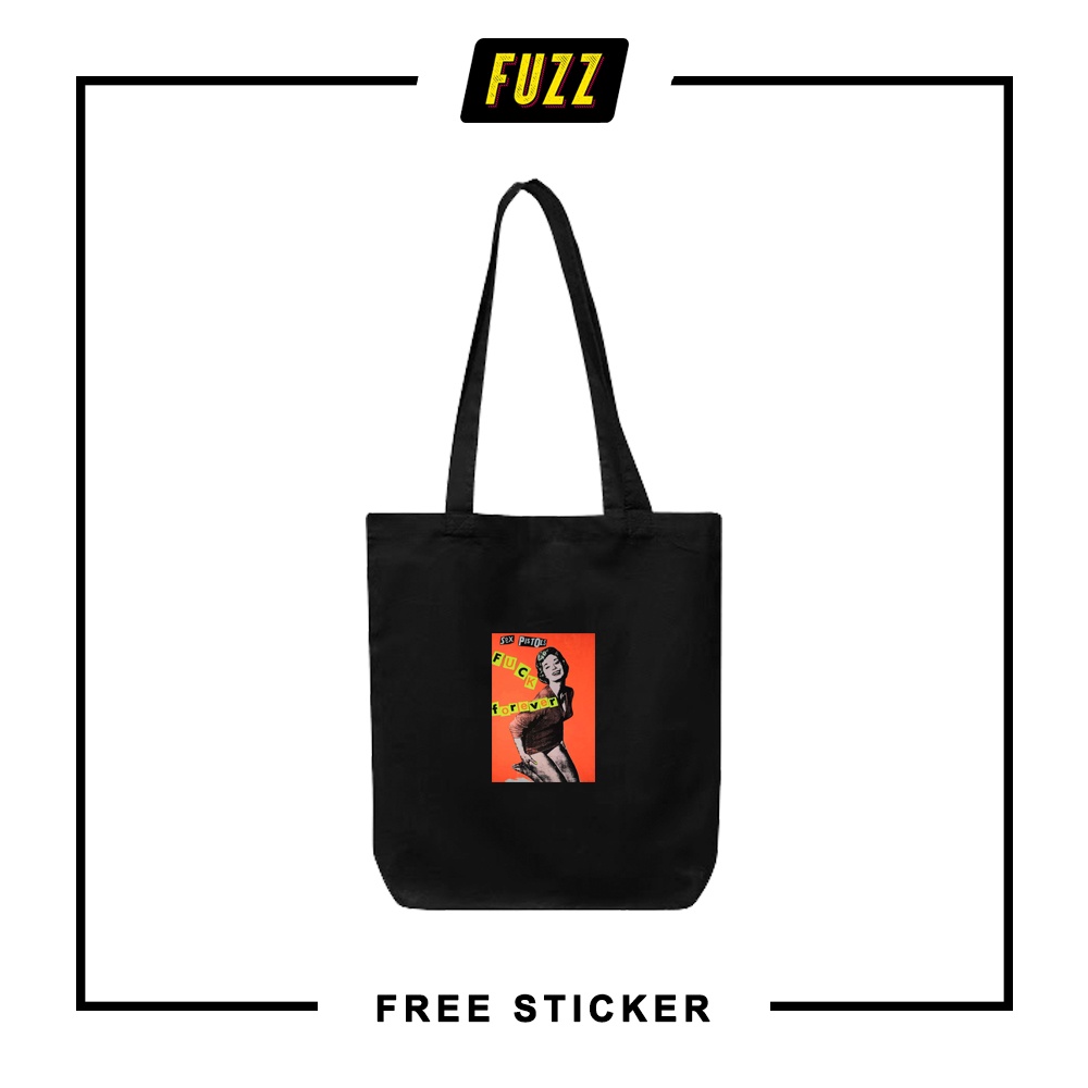 Totebag Resleting Sex Pistols Tote Bag Pria Wanita Distro Musik Casual Bahan Kanvas Drill Kekinian