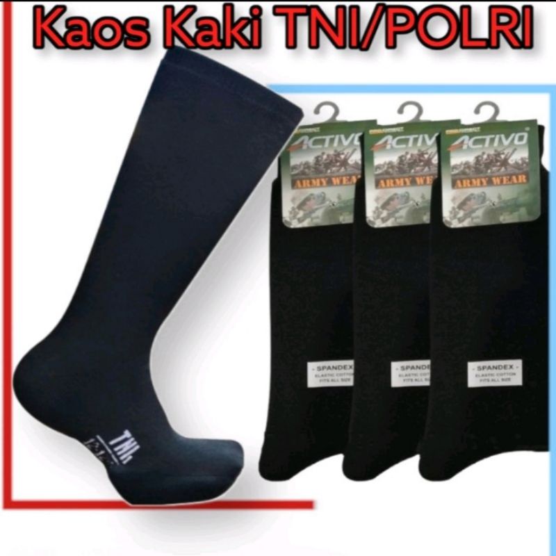 termurah !!! kaos kaki TNI-POLRI  hitam polos tebal panjang sebetis pria dewasa bahan berkualitas terjamin bagus