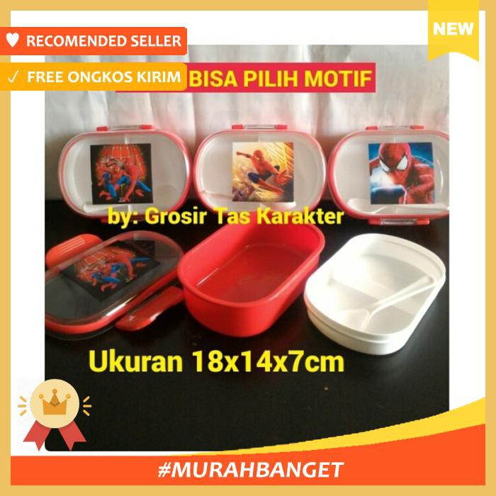 Kotak Makan & Rantang - Tempat Kotak Makan Lunch Box Anak Cowok Karakter Spiderman Rantang - Bekal