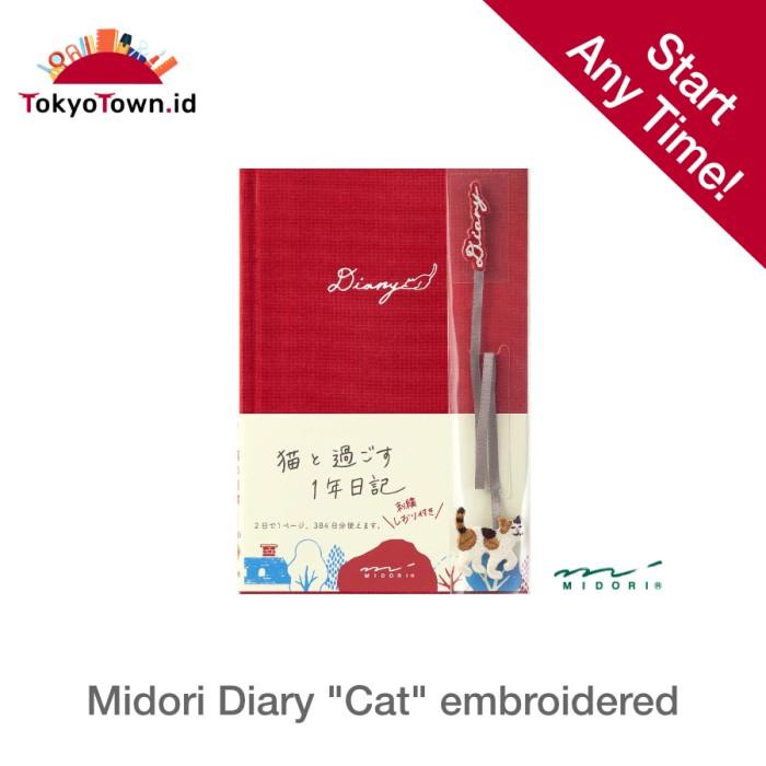 

Diary | Midori Diary CatWith Embroidered Bookmark