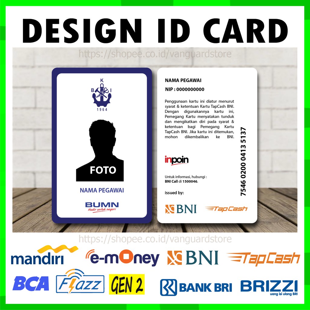 KARTU EMONEY ID CARD BKI KARTU ETOLL E MONEY MANDIRI FLAZZ BCA BRIZZI BRI TAPCASH BNI - 2 SISI