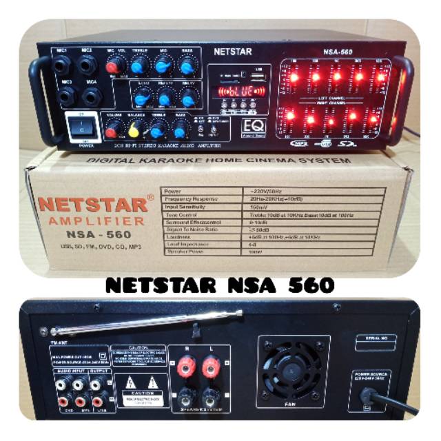 AMPLI NETSTAR NSA 560 2CH HI FI STEREO KARAUKE AUDIO AMPLIFIER