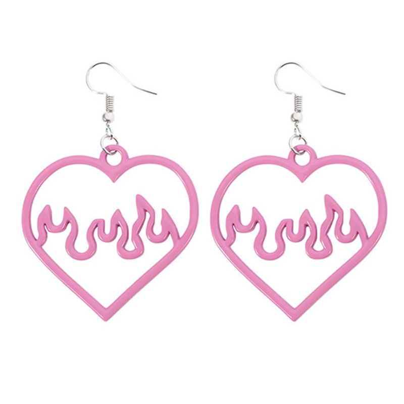 Siy Anting Tusuk Gantung Bahan Akrilik Desain Hati Warna Hitampink Gaya Punk Untuk Wanita