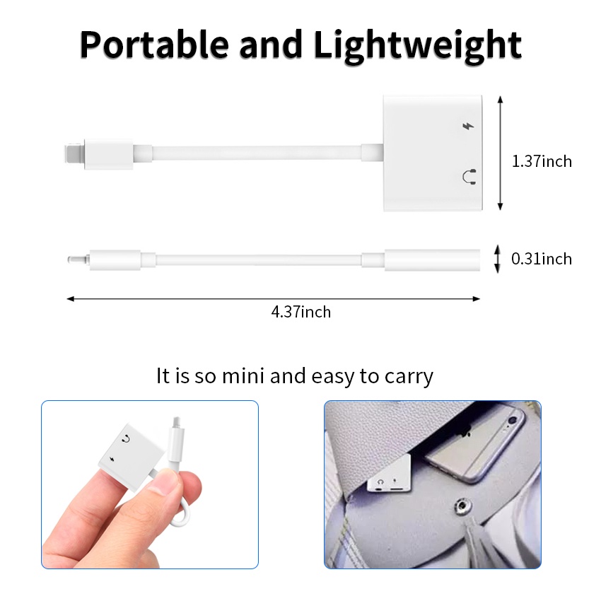 FEINODI Light-ing i- Phone to  3.5mm Aux Audio headphone/Earphone jack adapter/Splitter/Cable Cord/connector/dongle i- pad to microphone earbud /trrs converter Compatible with i- Phone 14/13/12 Pro/11/11 Pro Support I- OS 15