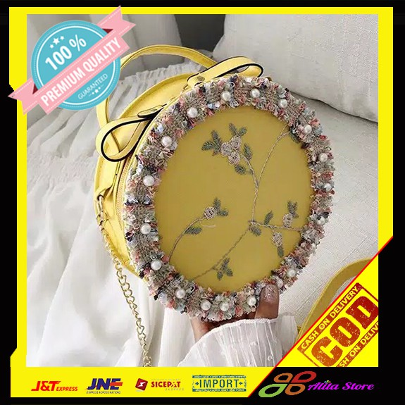 Tas Selempang Slempang Wanita Cewek Remaja Bulat Rantai Mini Import Murah Terbaru Kekinian [AS20]