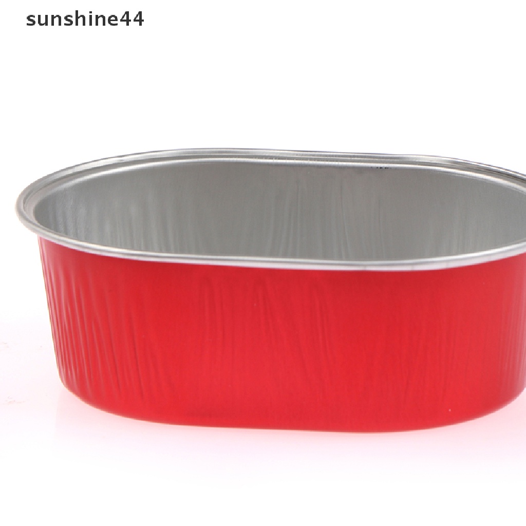 Sunshine 10pcs Cup Cetakan Kue Bahan Aluminum Foil Tahan Panas Dengan Tutup