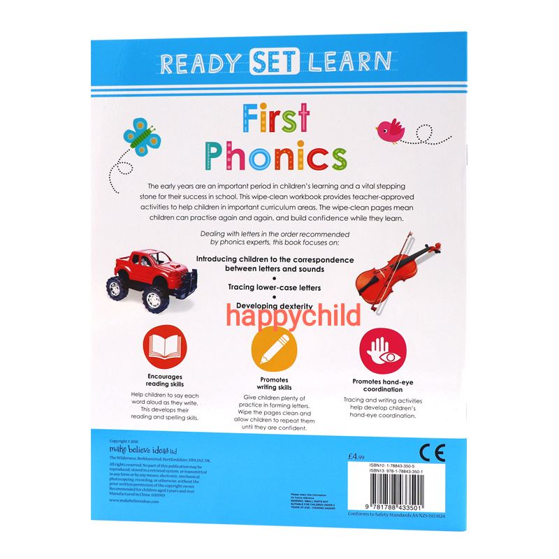 original Wipe clean First phonics buku phonics buku anak buku nursery buku sd happychild