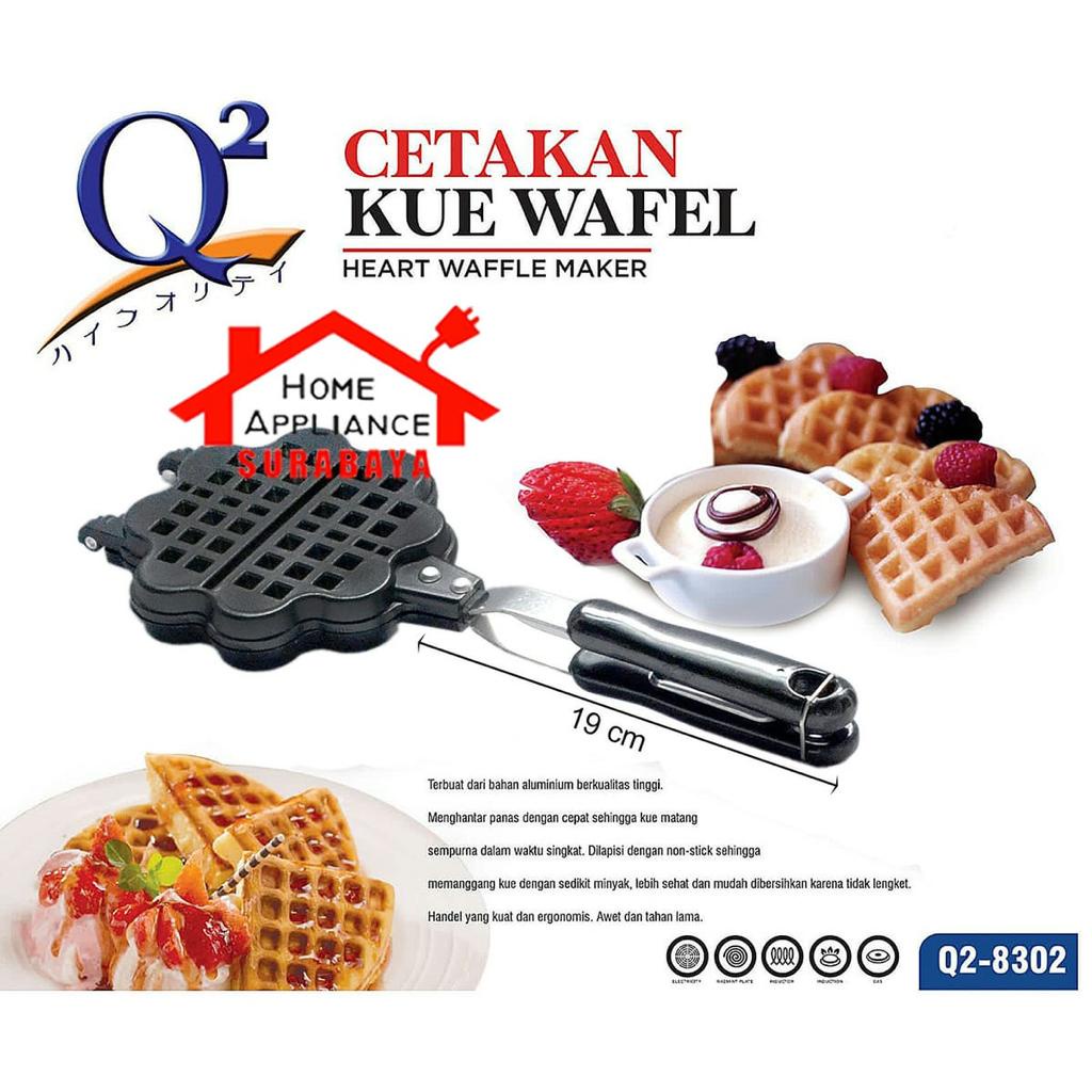 Cetakan Croffle Waffle Maker - Kue Wafel Motif Kotak Q2 8301 / Motif Hati - Heart Q2 8302