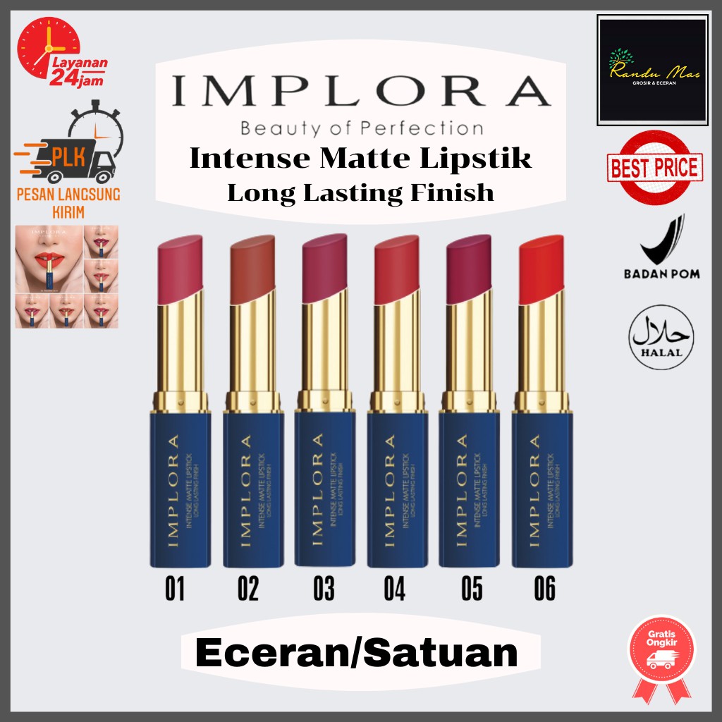 Implora Lipstick Intense Matte Long Lasting Finish Implora Lipstick Matte Original Bpom Halal Murah