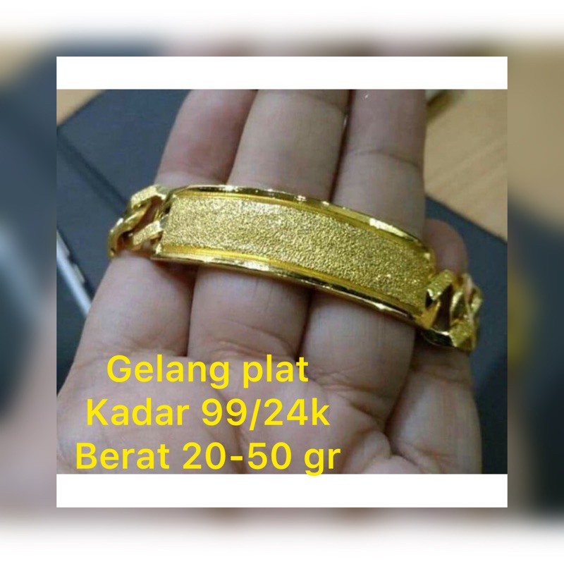 Gelang emas asli kadar 99,9/24k model dof pasir dewasa