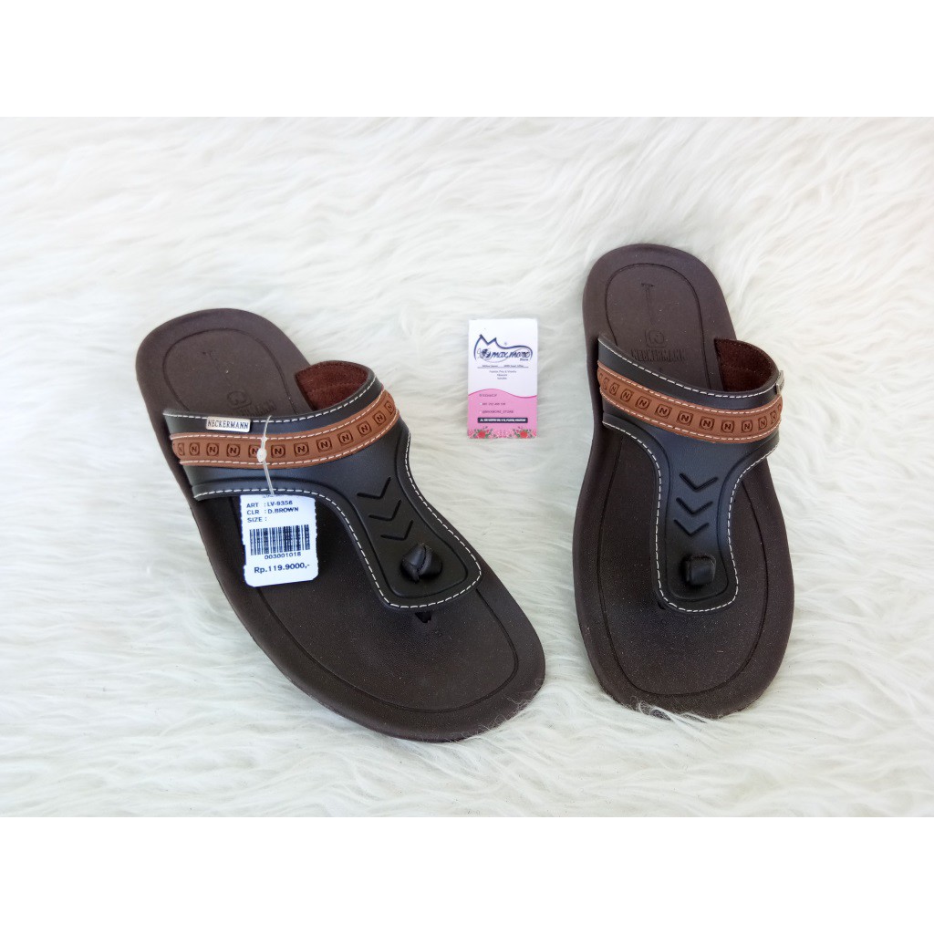  Sandal  Kasual Pria Neckermann  LV 9356 Brown Shopee 