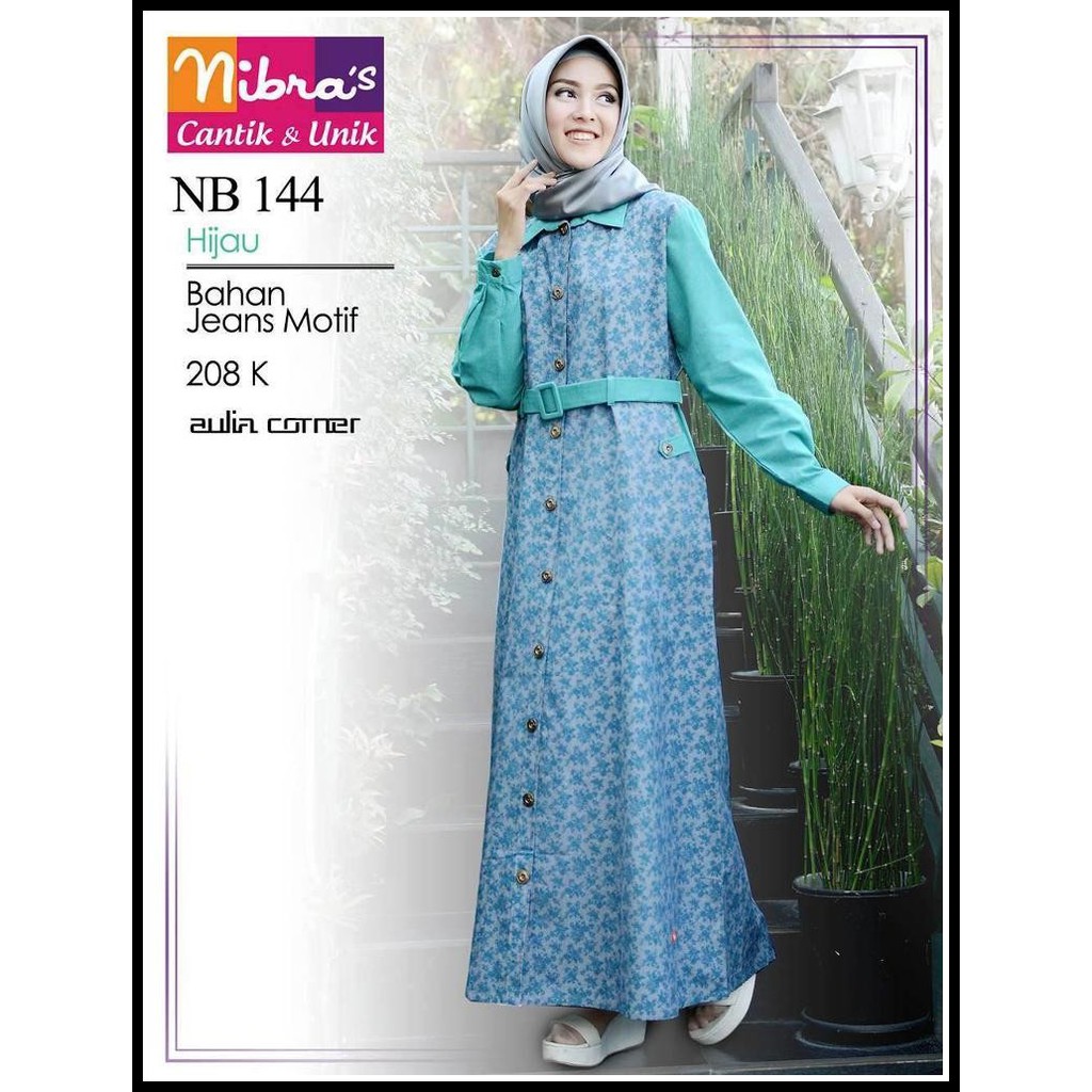 Baju Gamis Model Sekarang Nibras NB 144 Hijau Baju Wanita Terbaru Baju Gamis Terbaru
