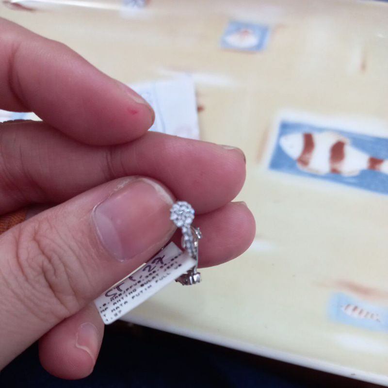 mas putih anting bulat jepit mata putih full 8k