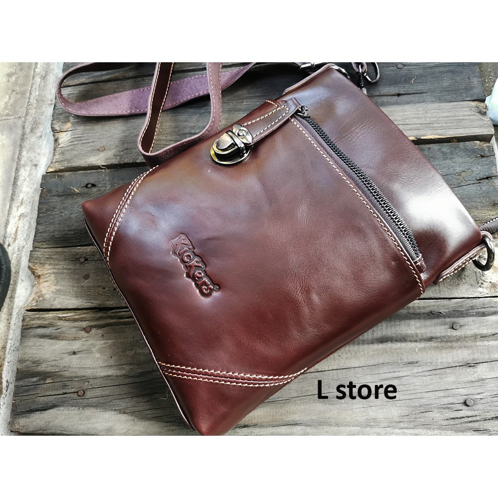 Tas Kulit Asli Kepala Lapisan Kulit Sapi Litchi Grain Wanita Tas Fashion Portable Bahu Messenger