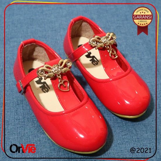 Sepatu Balet Anak Perempuan Pita Love Rose | Sepatu Flatshoes Pesta Onvie