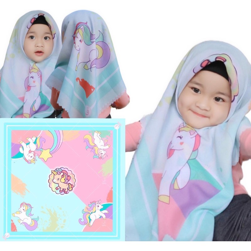 VOAL PRINTING ANAK MOTIF KUDAPONY , HIJAB ANAK , HIJAB KARAKTER LUCU , JILBAB ANAK , KERUDUNG ANAK