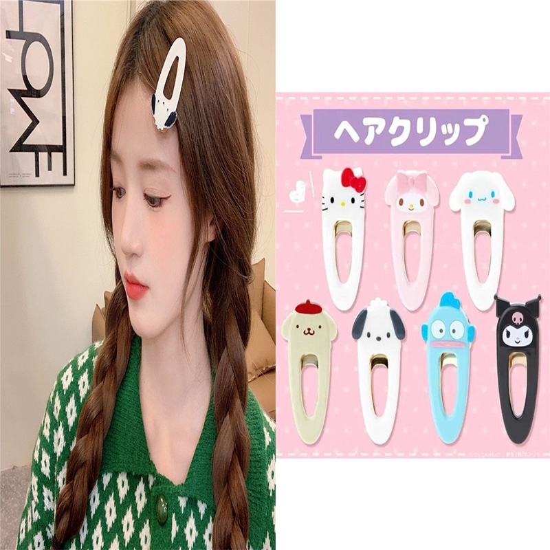 2pcs Jepit Rambut Poni Samping Bahan Akrilik Motif Kartun Hewan Gaya Korea Untuk Wanita