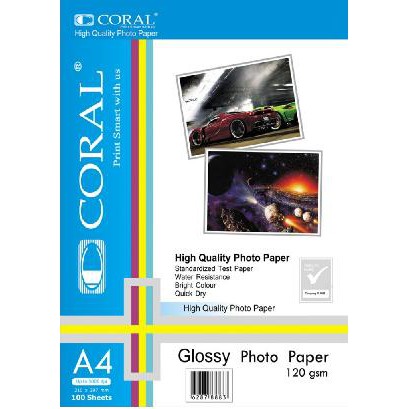 KERTAS FOTO CORAL GLOSSY A4 120 GSM