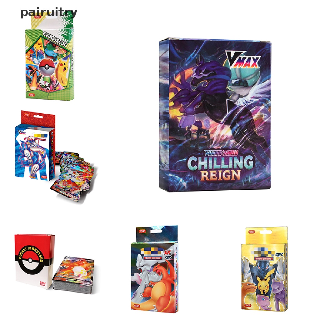 Prt 100Pcs Kartu Pokemon Vmax Berkilau Untuk Display PRT