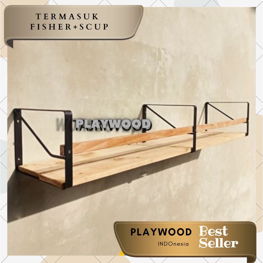 PlayWood - Rak dinding 1 Meter serbaguna buku pajangan / rak figure portable multifungsi