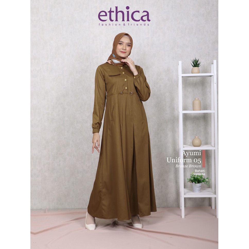 Ethica - Gamis Wanita - Seragam Pdh - Ayumi Uniform 05 Bronze Brown