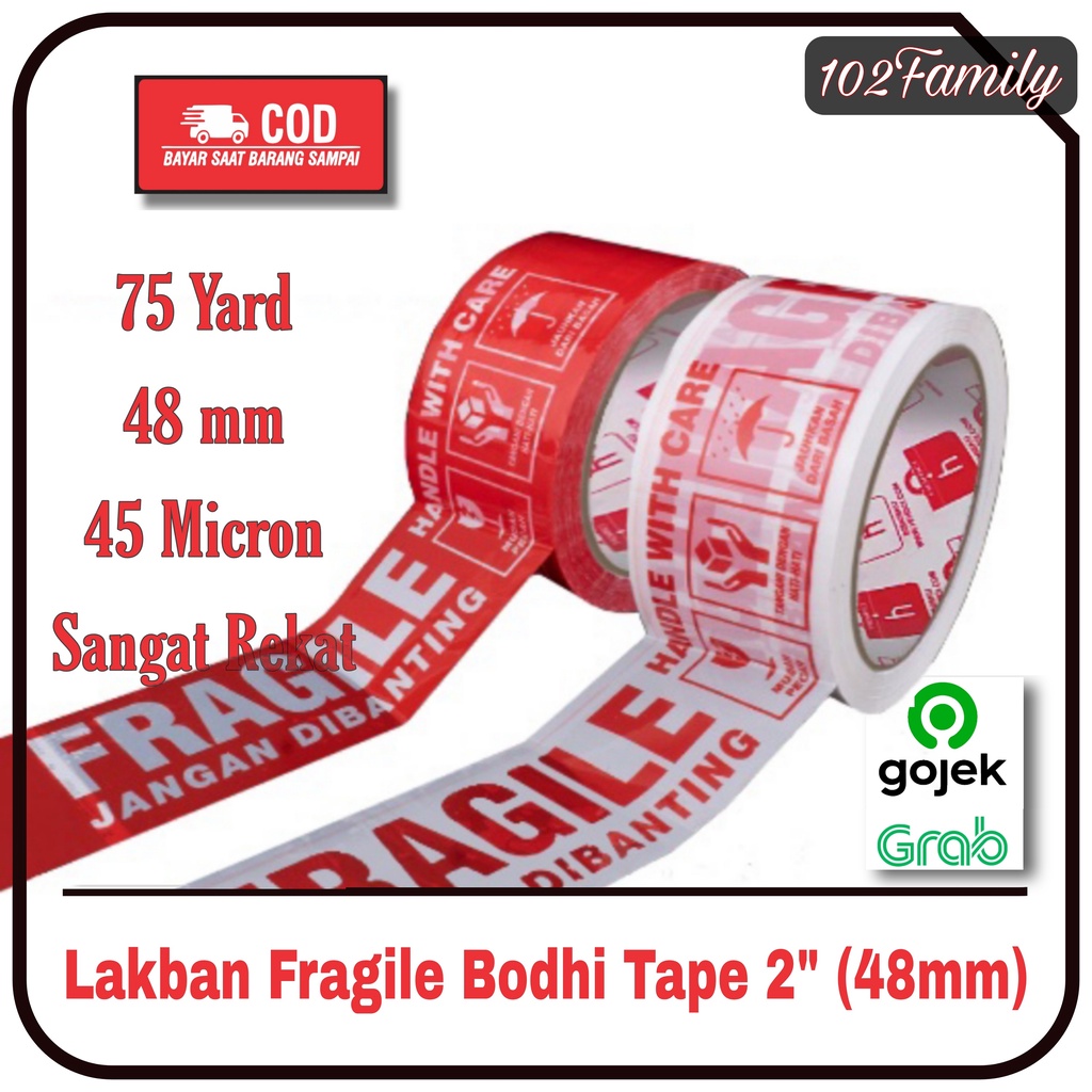 

Lakban Fragile Jangan dibanting mudah pecah belah handle with care 2 Inch Bodhi Tape