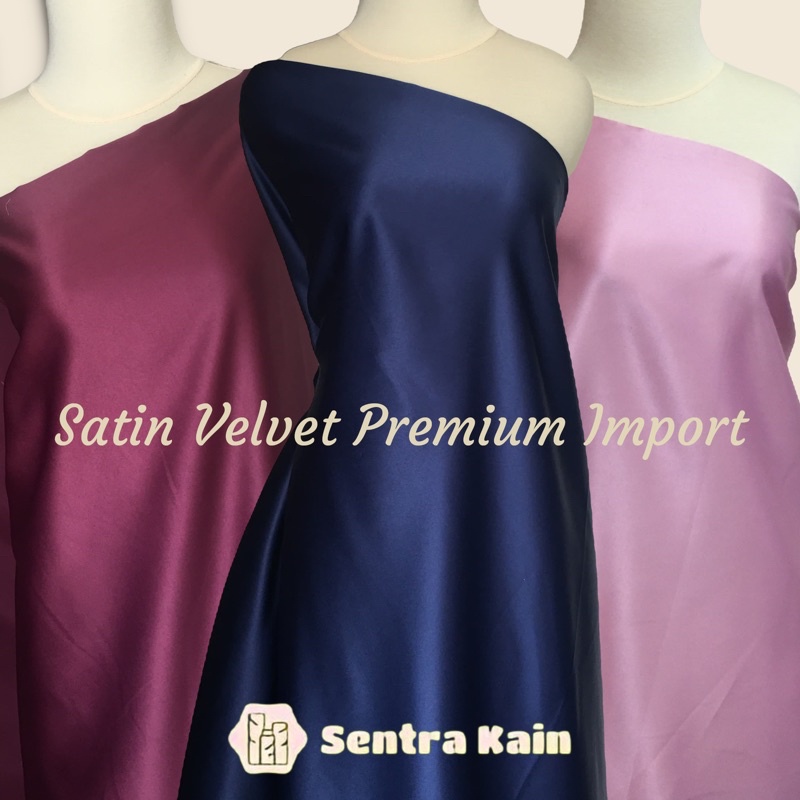 Kain Satin Saten Kebaya Velvet Premium Bahan Seragam Bridesmaid Warna Navy