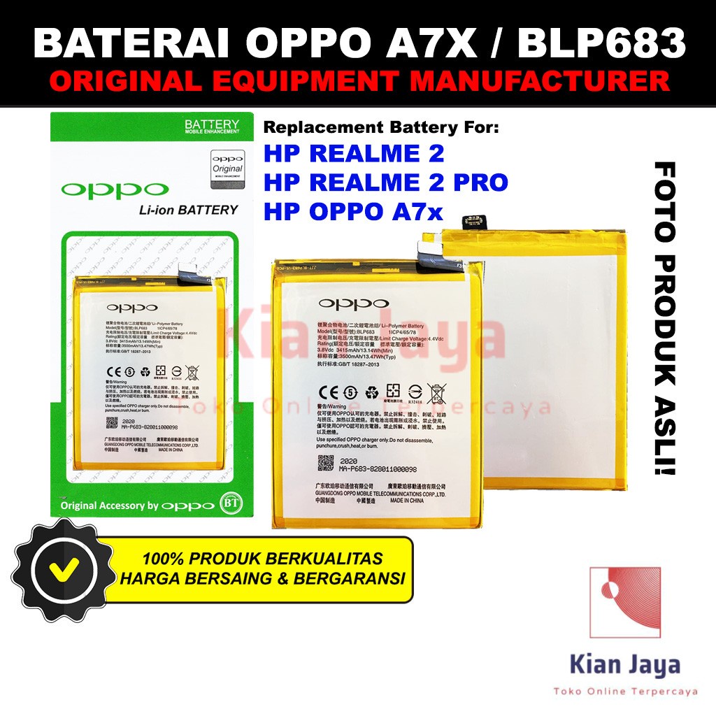 Baterai Oppoo A7x / BLP683 Original OEM Batre Batrai Battery Hp BLP 683 Ori