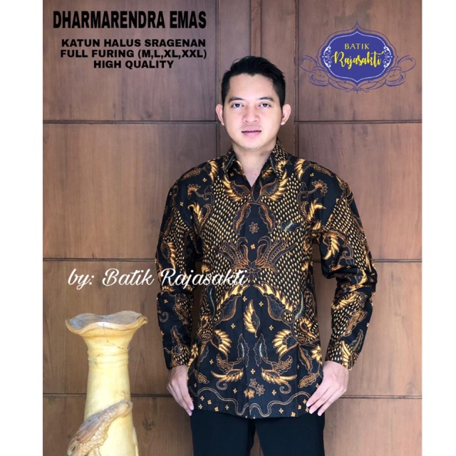 Batik Pria DHARMARENDRA Katun Cabut Sragenan Full Furing Termurah