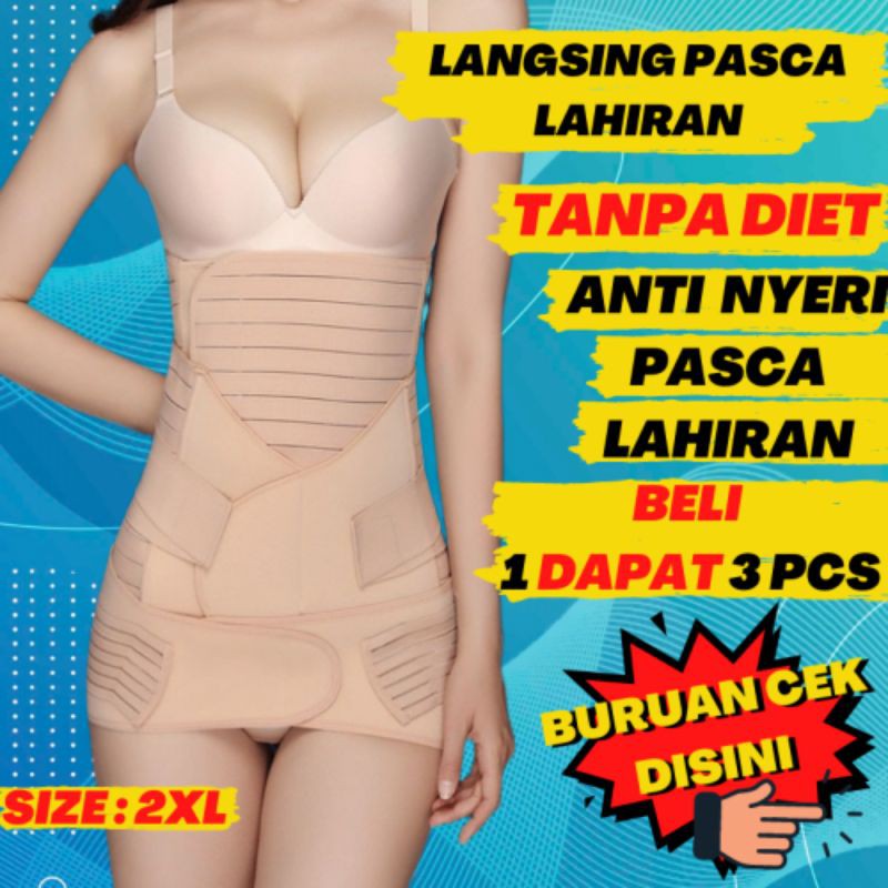 Original KORSET MELAHIRKAN  3IN1STAGEN KORSET PELANGSING PERUT KORSET STAGEN PENGECIL PERUT
