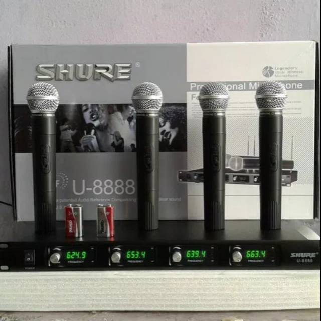 Microphone Mikrofon Wireless Shure U8888 / U 8888 ( 4 buah mic )