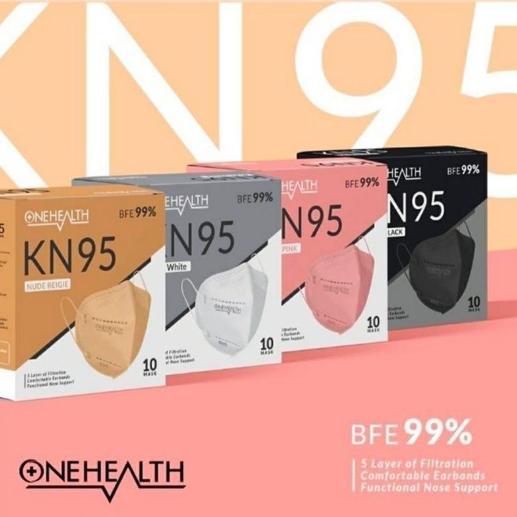 MASKER KN95 ONE HEALTH  BFE 99 % / Masker Medis 5 Lapis / Masker KN 95 is 10 pcs