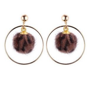 Anting Korea Stud Bulat Pompom Import