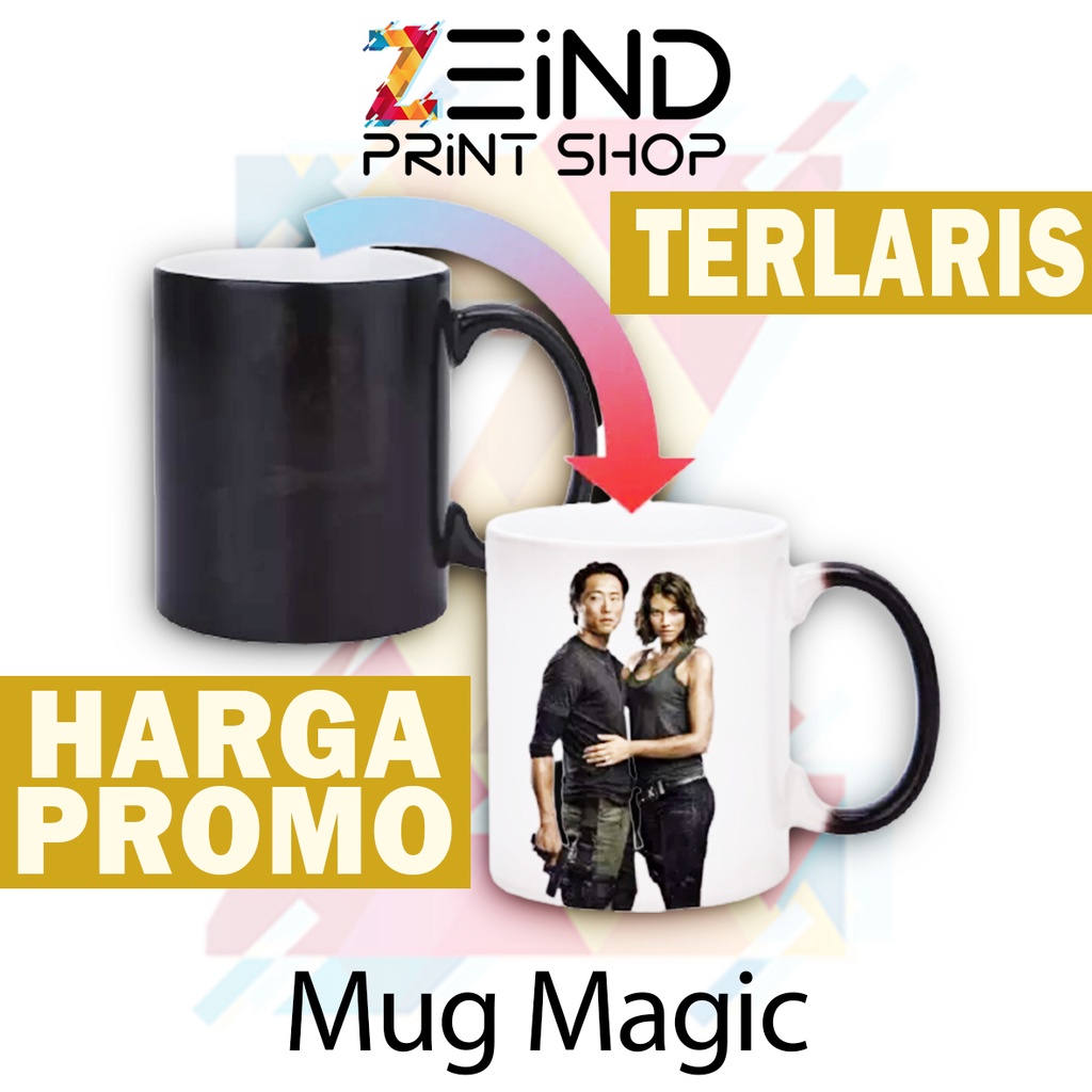 Cetak Custom Gelas Mug Magic / Mug Bunglon / Mug Ajaib Tanpa PO + Dus Putih