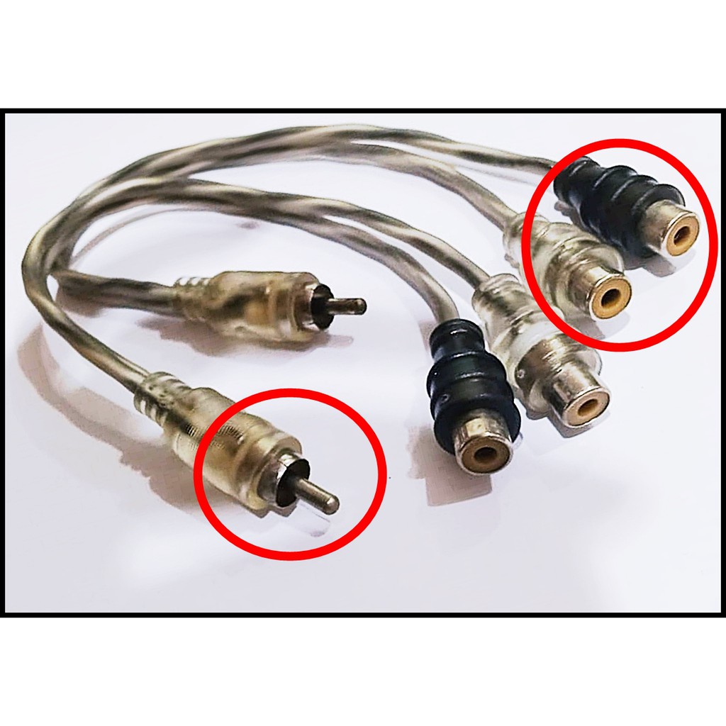 Kabel Y Audio Mobil Transparan 1 Male 2 Female Subwoofer Cable Hihg Tech Isi 2 Pcs